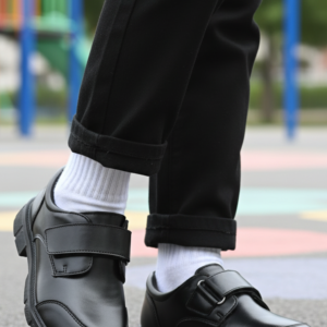 Boys Black Velcro Strap School Shoes SK1117